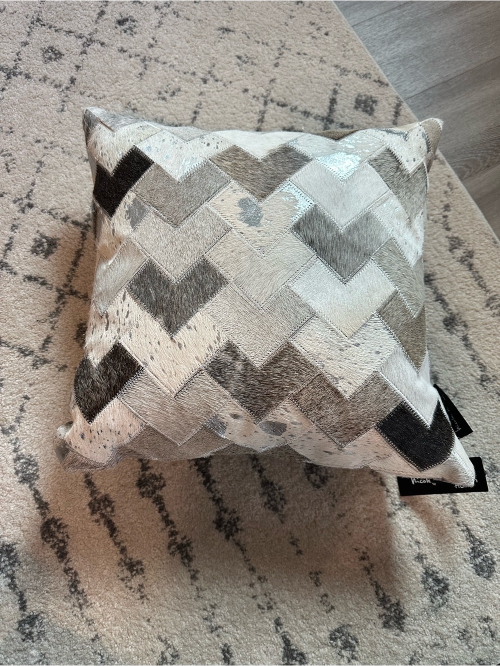 Cowhide Patchwork Decorative Throw Pillow - NWT